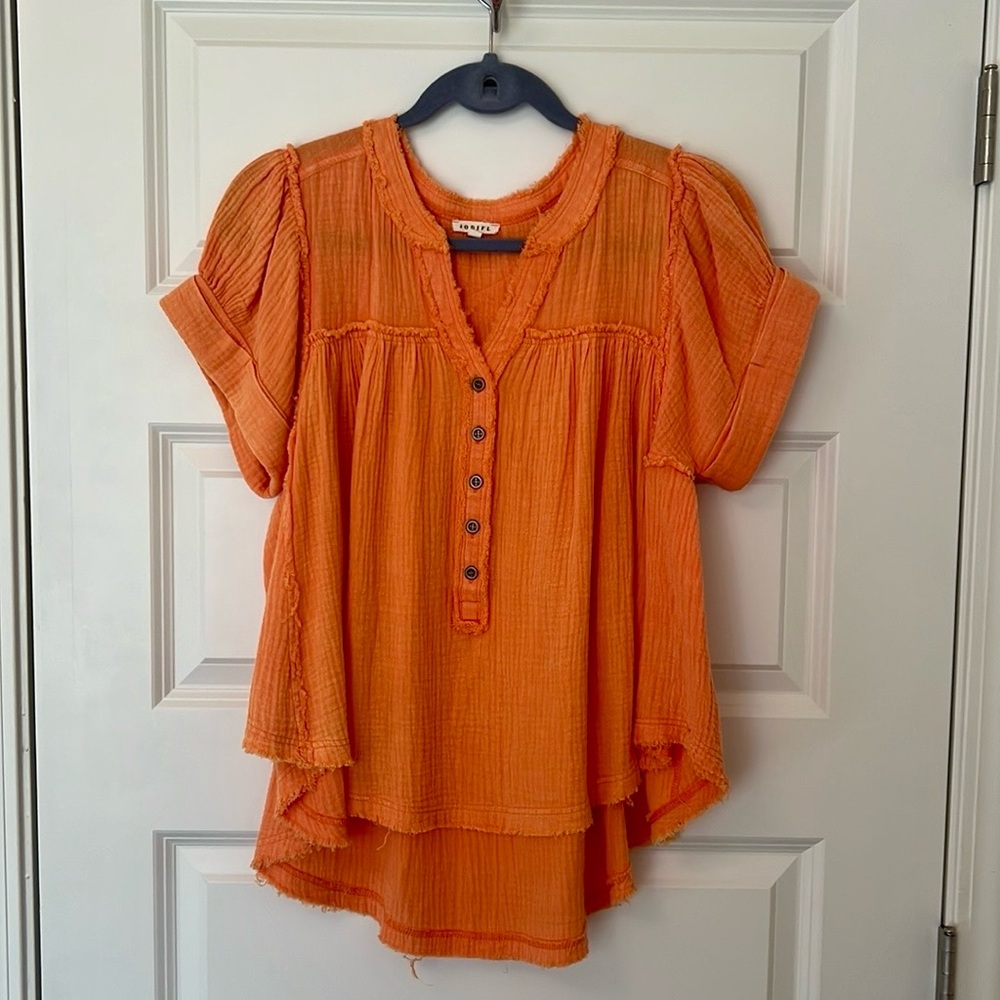 NWOT Orange Button-Down Top